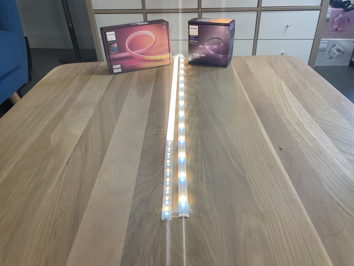 How the new Ambiance Gradient Light Strip is placed in the entertainment  area 